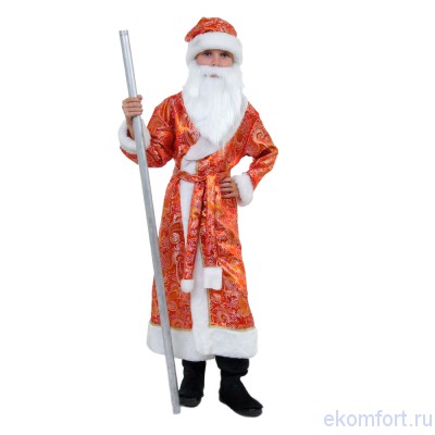 Новогодний костюм Дед Мороза (мех, парча), арт. td008 В комплект входят: шуба, шапка, варежки, кушак и борода
Материал: мех, парча
Размеры: 32, 36