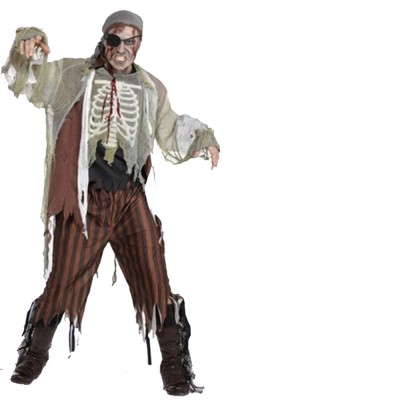 Костюм Пират-зомби Комплектность:рубашка,брюки повязка на голову
Размер	48