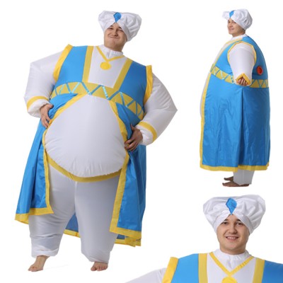 Надувной костюм «Султан» (голубой)  В комплект входят: костюм, вентилятор для его надувания (питание – 4 батарейки, в комплект не входят)
Материал: курточная ткань с ветрозащитной полиуретановой пропиткой.
Подходит на рост 155-200 см.
Производитель: Россия