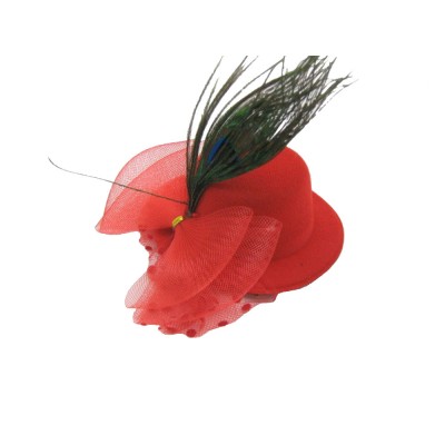 Мини-шляпка с пером красная Милая шляпа на двух заколочках
Диаметр: 13,5 см