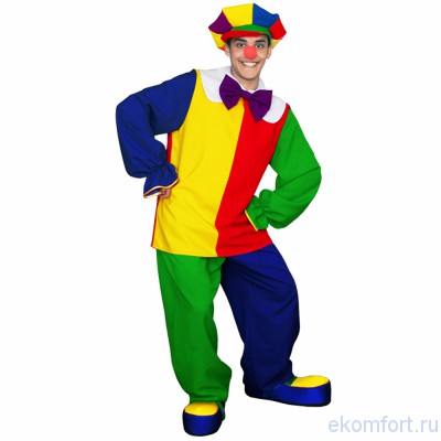 Костюм Клоун с беретом В комплекте:рубаха, брюки на резинке, большая кепка клоуна,клоунский бант-бабочка, нос.
Внимание! Ботинки не входят в костюм клоуна!
Изготовлен из габардина
Размеры от 44 до 60
Артикул: ККВм-888-1​
Производство: Россия