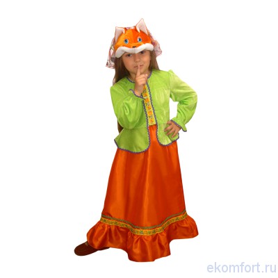 Карнавальный костюм &quot;Лиса-купчиха&quot; В комплект входят: шапка-маска, кафтан, юбка и бусы
Материал: текстиль
Размер: 28