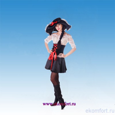 Карнавальный костюм &quot;Пиратка 2&quot; Карнавальный костюм "Пиратка 2"
В костюм входит: юбка, блузка, корсет и шляпа
Материалы: атлас, фатин
Размер:44-46
Производство:Украина

