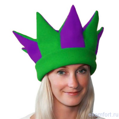 Карнавальная шапка &quot;Арлекин&quot; зелено-фиолетовая Обхват головы: 60 см
Материал: флис