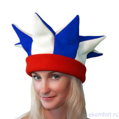 Карнавальная шапка &quot;Арлекин&quot; бело-синяя Обхват головы: 60 см
Материал: флис