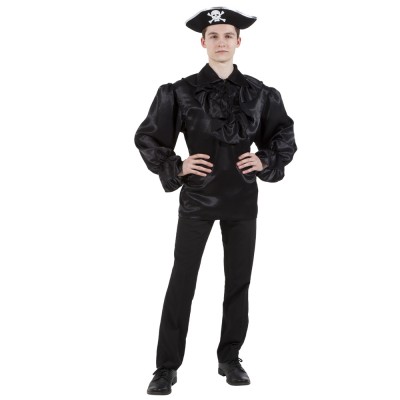 Пиратская рубашка черная  Материал: креп-сатин
Размеры: 40-44, 46-48
