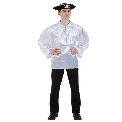 Пиратская рубашка белая  Материал: креп-сатин
Размеры: 40-44, 46-48