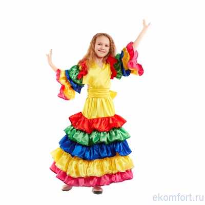 Карнавальный костюм &quot;Мексиканка&quot; Карнавальный костюм "Мексиканка"
Комплектность костюма: юбка, блузка.
Ткань: атлас.
Размеры: 130-140 см
Производитель: Украина