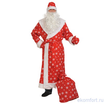 Карнавальный костюм Деда Мороза ткань плюш В комплект костюма входят: шуба, шапка, варежки, борода, пояс, мешок
Материал: ткань, плюш
Размеры: 56-58