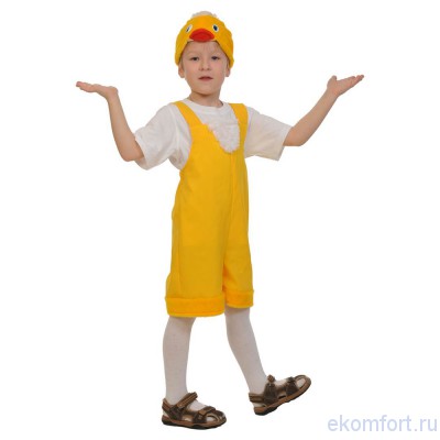 Карнавальный костюм цыпленка В комплект входят: комбинезон и шапочка
Материал: ткань-плюш
