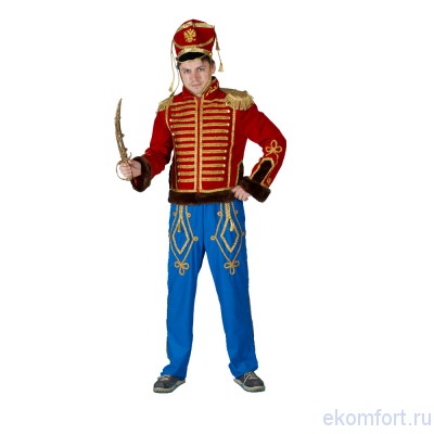 Костюм Гусар Офицер 2 Карнавальный костюм Гусар Офицер 2 Изготовлен из велюра В комплекте брюки, мундир, кивер, сабля Размеры 50, 52, 54
Производство: Россия