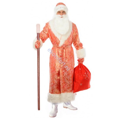 Новогодний костюм «Дед Мороз из парчи» В комплект входят: тулуп, пояс, шапка, варежки, мешок
Материал: парча
Размер: 48-56
Артикул: ЭД0130