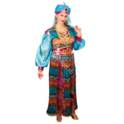 Карнавальный костюм &quot;Восточная принцесса&quot; взрослый, арт.td171 В комплект входят: чалма, пояс, платье
Материал: текстиль
Размеры: 42-48