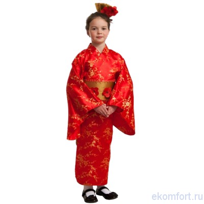 Костюм Японка Костюм Японка детский 
В комплект входят: заколка-веер, кимоно
Материал: текстиль
Размеры: 30, 34