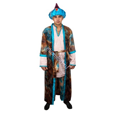 Карнавальный костюм &quot;Восточный шейх&quot;, арт. td106 В комплект входят: чалма, халат, туника, шаровары и пояс
Материал: текстиль
Размеры: 50- 52