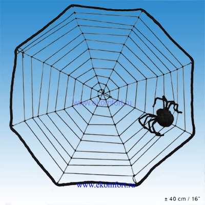 Паутина натянутая с пауком Паутина натянутая с пауком
Размер: 39*39см
Цвет: 	Черный
Материал: 	 Металл, нить
Производитель:  Европа 