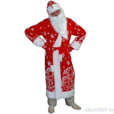 Костюм Дед Мороз 2(мех+купон), арт.td311 Костюм Дед Мороз взрослый
В комплект входят: шуба красная, шапка, варежки, пояс
Материал: мех-купон с снежинкой
Размеры: 54