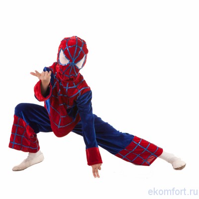 Карнавальный костюм &quot;Человек-паук&quot; Карнавальный костюм "Человек-паук"
В костюм  входит: брюки, кофта и маска.
Материалы: бифлекс.
Размеры: 110-125см
Производство: Украина