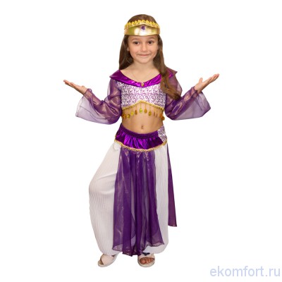 Восточный костюм &quot;Жасмин&quot; В комплект входят: корона, шаровары, топик
Материал: текстиль
Размеры: 30, 34