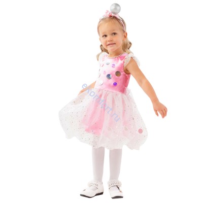 Карнавальный костюм «Бусинка» детский  В комплект входят: платье и ободок.
Материал: сатин
Размер: 26, 28, 30, 32
Артикул: 2099 к-20