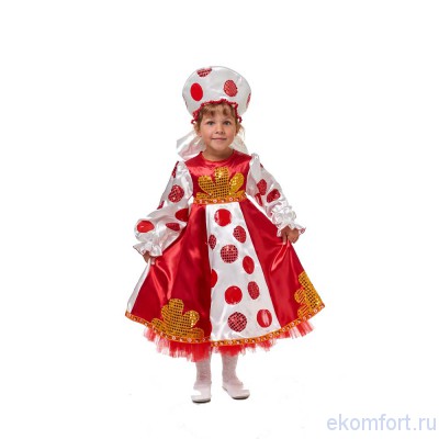 Костюм Кукла Анфиса Костюм  "Кукла Анфиса".  
Комплектность: платье, кокошник.
 Ткань:  атлас, трикотаж. 
 Размер:  110-116 см 
 Производство:  Украина.