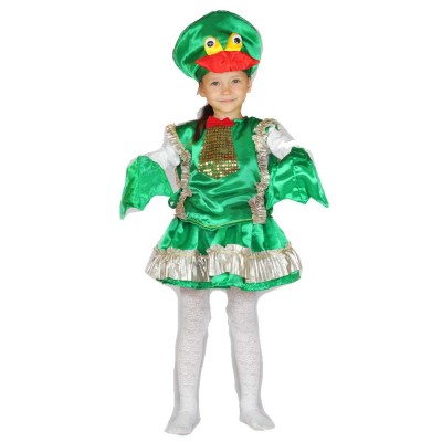 Карнавальный костюм «Лягушка-квакушка» В комплект входят: голова, жилет, юбка, лапы на руки
Рассчитан на рост: 110-116, 116-122 см
