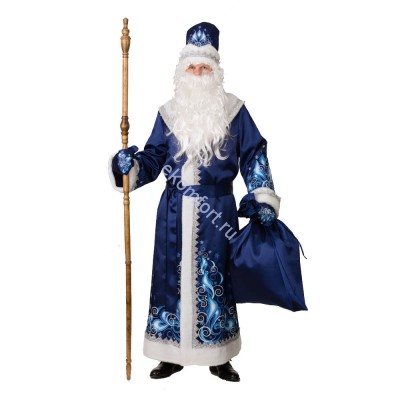 Костюм Дед Мороз сатин синий Комплектность: шуба, шапка, пояс, варежки, борода, мешок.
Артикул: 5351