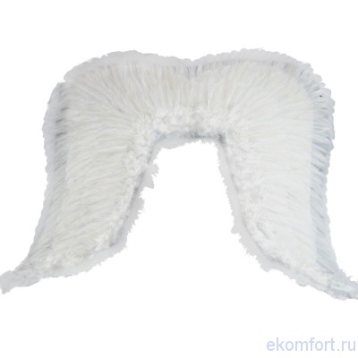 Белые крылья перьевые Размер: 69 х 56 см
Материал: перья, картон, резинка