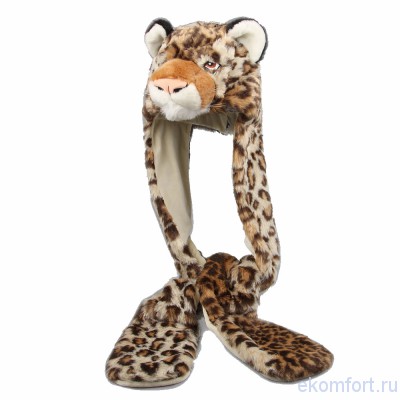 Шапка с рукавицами Леопард Верх шапки c рукавицами Леопард: 85% акрил, 15% полиэстер. 
Подкладка: 100% полиэстер.
Размер шапки универсальный.
Артикул: H0049​