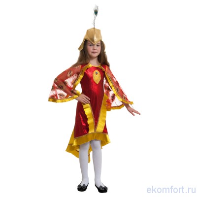 Карнавальный костюм Жар-птицы В комплект входят: платье с крыльями, шапка с пером 
Материал: текстиль
Размеры: 30, 34
