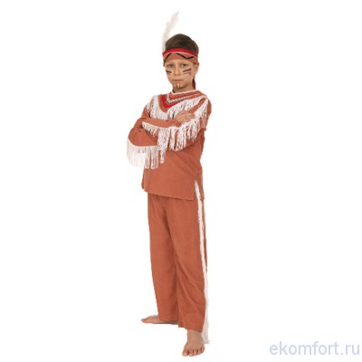 Карнавальный костюм Индеец Комплект: рубашка, брюки, повязка
Рост: 116-122 см
Материал:  трикотаж
Произведено в России