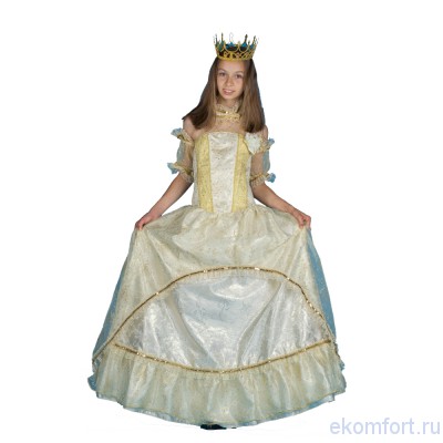 Костюм &quot;Золушка-принцесса 2&quot; Золушка-принцесса золотая.
В комплекте костюма Золушки: платье золотого цвета, нарукавники, подъюбник, корона. 
Ткань: парча, атлас.
Производство: Россия