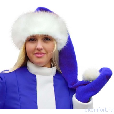 Новогодняя шапка Санты синяя Обхват головы: 60 см
Материал: флис, длинноворсовой искусственный мех