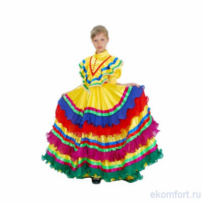 Карнавальный костюм &quot;Мексиканка&quot; Карнавальный костюм "Мексиканка"
Яркое нарядное платье с оборками для зажигательного танца
Материал:атлас, капрон
Размер:122-128, 134-140 см
Производство:Украина