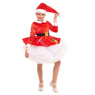 Карнавальный костюм «Санта» для девочки В комплект входят: платье с юбкой-пачкой, шапка
Материал: велюр, флис, фатин, подкладка
Рассчитан на рост: 110-116, 122-128, 134-140 см
Артикул: ДНг27