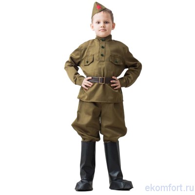 Костюм Солдат в галифе детский Костюм Солдат в галифе детский​В костюм входит: гимнастерка, ремень, пилотка, галифе, сапоги​