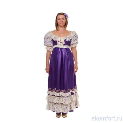 Карнавальный костюм в стиле Ампир Карнавальный костюм в стиле Ампир.
Состав: платье, украшение на голову.
Размеры: 42-44, 46-48.
Производство: Украина.
