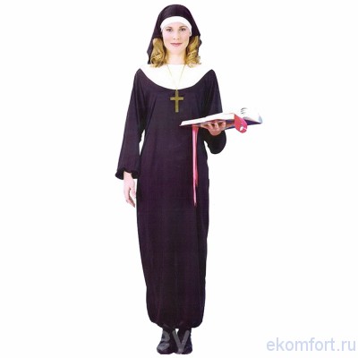 Костюм монахиня В комплект входят: платье с воротником и головной убор
Размер: 44-48
Материал: ткань (ПЭ)