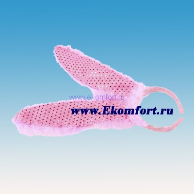 Ободок Розовый зайка Ободок с ушками из блесток, украшен боа 
Цвет: розовый
Производство: Италия