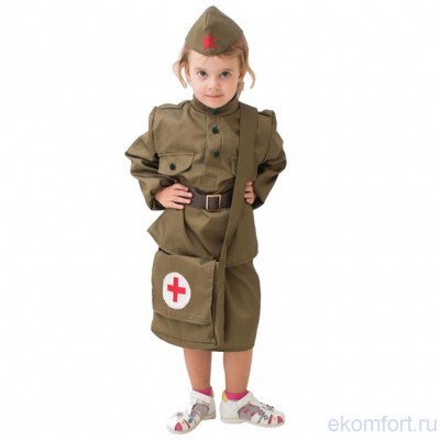 Костюм Санитарка детский Костюм Солдат в галифе детский​В костюм входит: гимнастерка, ремень, пилотка, юбка, сумка​