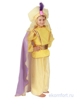 Карнавальный костюм &quot;Восточный принц&quot; желтый В комплекте: рубашка, шаровары, чалма, пояс, плащ
Ткань: креп-сатин, тафета
Производитель: Россиия