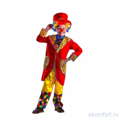 Костюм &quot;Клоун Франт&quot; Клоун – самый карнавальный из всех карнавальных существ! Побыть в весёлой шкурке клоуна – это уже праздник, мечта! К тому же клоун Франт одет ярко не на потеху публике, а для собственного удовольствия. Красный смокинг и цилиндр делают из него несерьёзного денди, который не моргнув глазом и на голову встанет, если пожелает.
