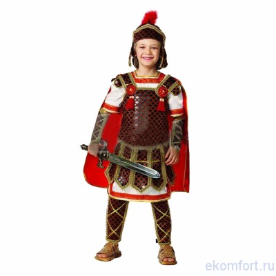 Костюм Римский Воин В костюм входит: рубаха, кольчуга с плащом, щиты рук, щиты ног, шлем ,меч.
Размеры: 30, 32, 34, 36, 38, 40 ​
Производство:Россия
Артикул: 916
