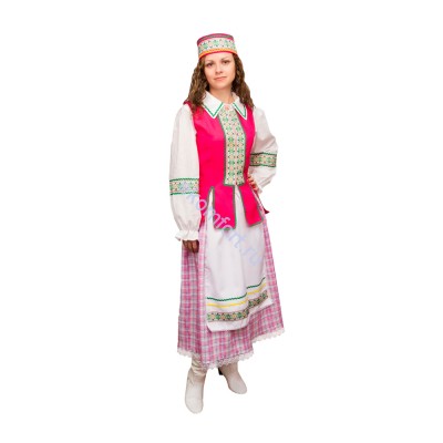 Национальный костюм &quot;Белоруска&quot;. арт.td073-Р В комплект входят: жилет, блузка, фартук, юбка, головной убор
Материал: текстиль
Размеры: 42, 46, 48