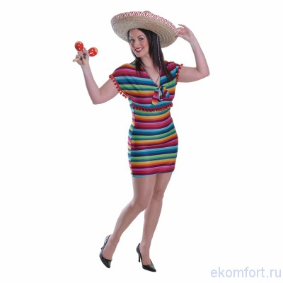 Платье &quot;Мексиканка&quot; Размер: 44-48
Материал: ткань (ПЭ)