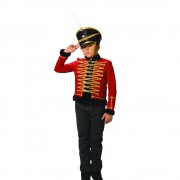 Карнавальный костюм Гусар красный с черным кивером(детский)