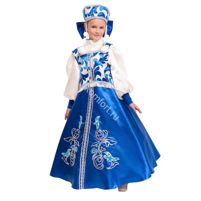 Карнавальный костюм «Метелица» на девочку В комплект входят: платье, душегрейка, кринолин, корона
Материал: атлас, жаккард
Рассчитан на рост: 122-128, 134-140 см
Артикул ДНг24