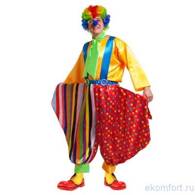 Костюм для карнавала &quot;Клоун в галстуке&quot; В комплект входят: парик, нос, рубаха, галстук, комбинезон, сорочка
Материал: текстиль
Размер: 50 
