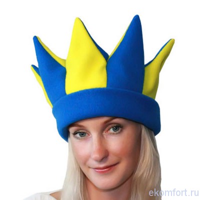 Карнавальная шапка &quot;Арлекин&quot; сине-желтая Обхват головы: 60 см
Материал: флис