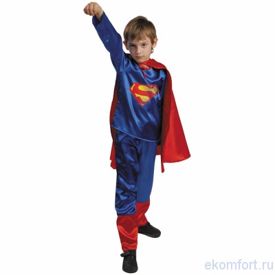 Костюм Супермен Карнавальный костюм Супермен. Комплектность: куртка, брюки, плащ, пояс.Обратите. пожалуйста, внимание. что по сниженной стоимости размер 30. Производство: Россия.
